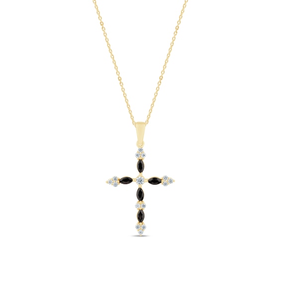 Zales x Christian Siriano⢠5/8 CT. T.w. Black and White Diamond Cross Pendant in Sterling Silver with 14K Gold Plate