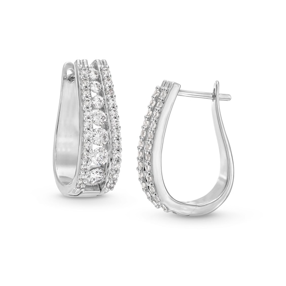 1-1/2 CT. T.w. Certified Lab-Grown Diamond Graduated Triple Row Hoop Earrings in 14K White Gold (F/Si2)
