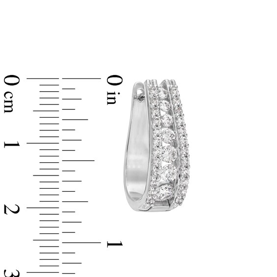 1-1/2 CT. T.w. Certified Lab-Grown Diamond Graduated Triple Row Hoop Earrings in 14K White Gold (F/Si2)