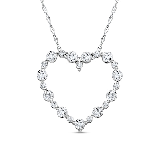 1 CT. T.w. Certified Lab-Grown Diamond Alternating Heart Outline Pendant in 10K Gold (I/Si2