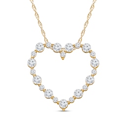 1 CT. T.W. Certified Lab-Grown Diamond Alternating Heart Outline Pendant in 10K Gold (I/SI2)
