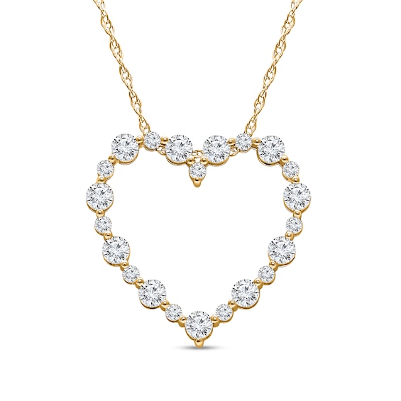 1 CT. T.w. Certified Lab-Grown Diamond Alternating Heart Outline Pendant in 10K Gold (I/Si2)