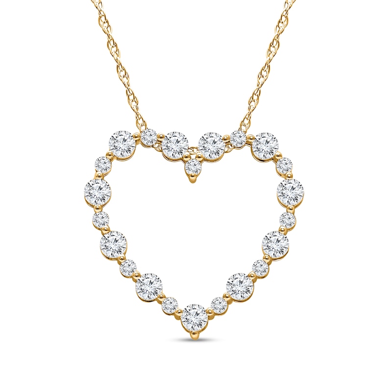 Main Image 1 of 1 CT. T.W. Certified Lab-Grown Diamond Alternating Heart Outline Pendant in 10K Gold (I/SI2)