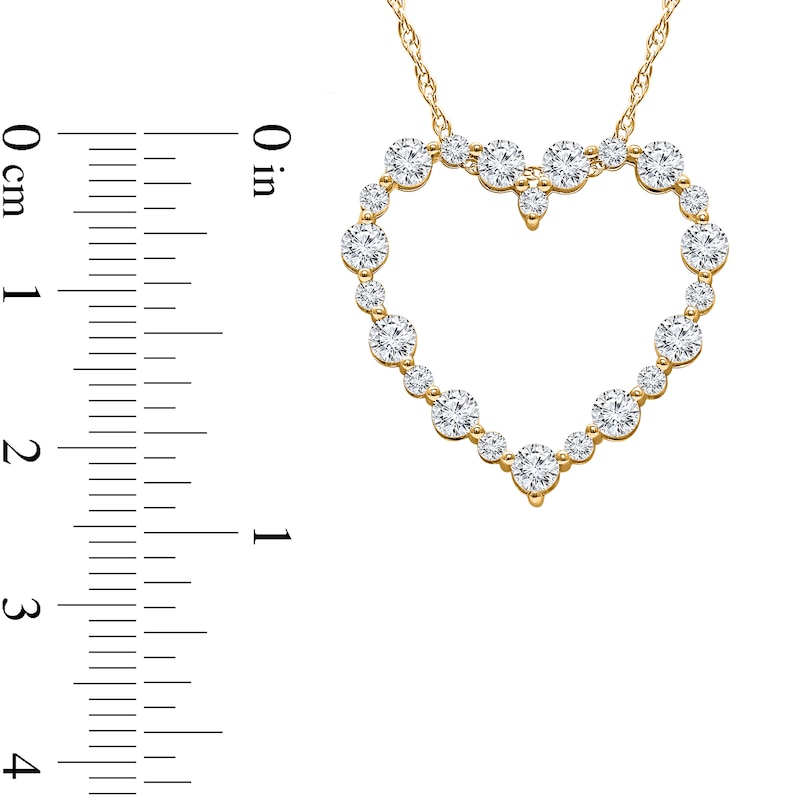Main Image 2 of 1 CT. T.W. Certified Lab-Grown Diamond Alternating Heart Outline Pendant in 10K Gold (I/SI2)