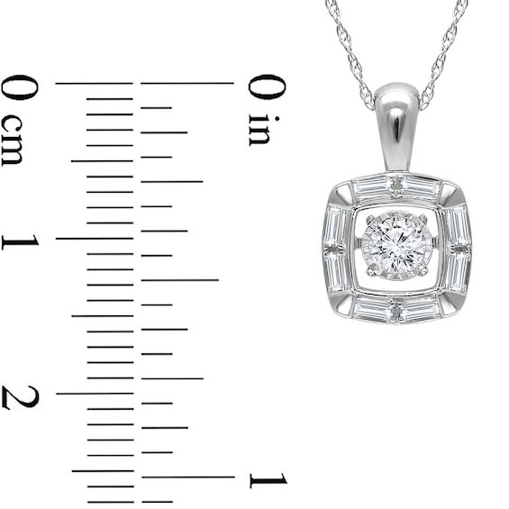 1/3 CT. T.w. Baguette and Round Certified Lab-Grown Diamond Cushion Frame Pendant in Sterling Silver (I/Si2)