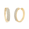 Thumbnail Image 1 of 1/4 CT. T.W. Diamond Cascading Wave Hoop Earrings in Sterling Silver with 14K Gold Plate