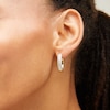 Thumbnail Image 2 of 1/4 CT. T.W. Diamond Cascading Wave Hoop Earrings in Sterling Silver with 14K Gold Plate
