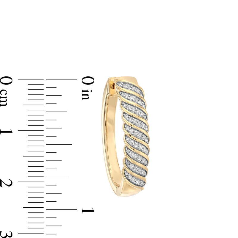 Main Image 3 of 1/4 CT. T.W. Diamond Cascading Wave Hoop Earrings in Sterling Silver with 14K Gold Plate
