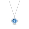 Thumbnail Image 1 of 9.0mm Asscher-Cut Swiss Blue Topaz and White Lab-Created Sapphire Tilted Cushion Frame Pendant in Sterling Silver