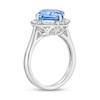 Thumbnail Image 2 of 9.0mm Asscher-Cut Swiss Blue Topaz and White Lab-Created Sapphire Tilted Cushion Frame Ring in Sterling Silver