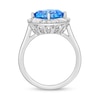 Thumbnail Image 4 of 9.0mm Asscher-Cut Swiss Blue Topaz and White Lab-Created Sapphire Tilted Cushion Frame Ring in Sterling Silver