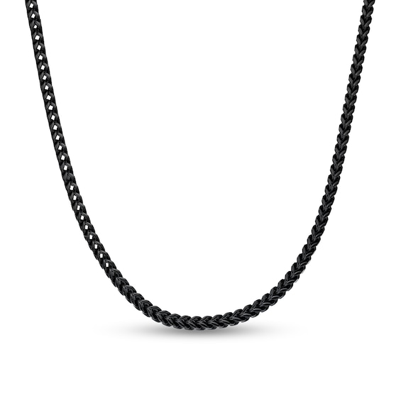 6.0mm Satin Foxtail Chain Necklace in Solid Stainless Steel with Black Ion Plate
