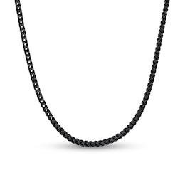 6.0mm Satin Foxtail Chain Necklace in Solid Stainless Steel with Black Ion Plate - 24”