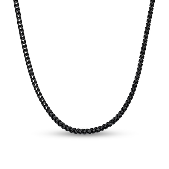 6.0mm Satin Foxtail Chain Necklace in Solid Stainless Steel with Black Ion Plate - 24”