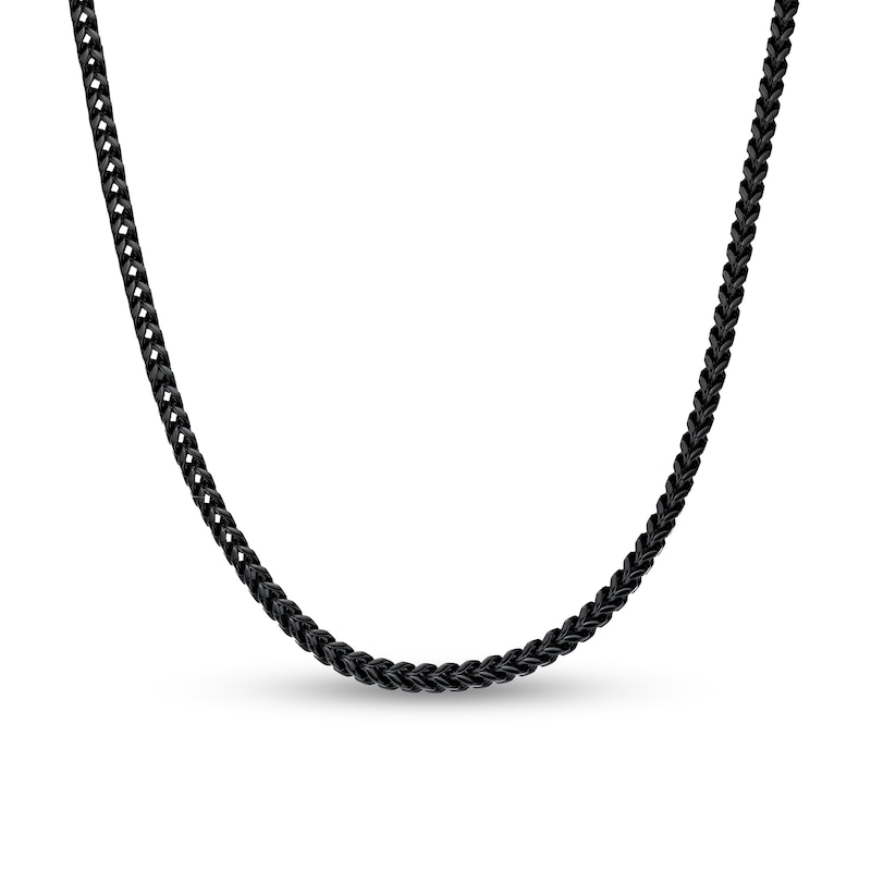 Main Image 1 of 6.0mm Satin Foxtail Chain Necklace in Solid Stainless Steel with Black Ion Plate - 24”
