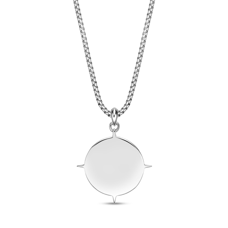 Main Image 3 of 5.0mm Black Spinel Oxidized Compass Pendant in Sterling Silver - 24"