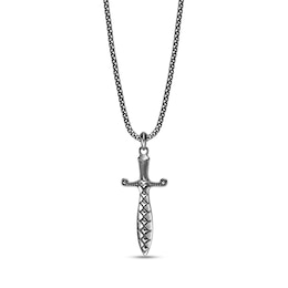 Oxidized Dagger Pendant in Sterling Silver with Black Rhodium Plate - 24"