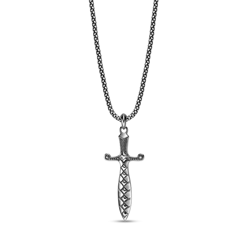 Main Image 3 of Oxidized Dagger Pendant in Sterling Silver with Black Rhodium Plate - 24"