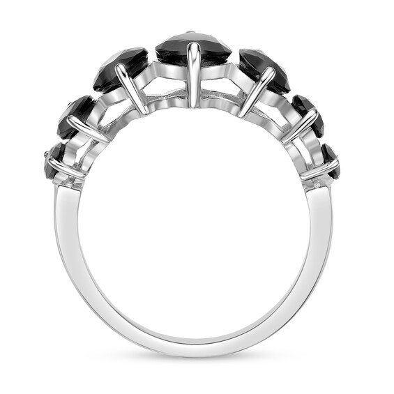 Marquise-Cut Onyx Graduated Seven Stone Ring in Sterling Silver