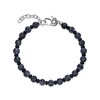 Thumbnail Image 1 of 6.0mm Labradorite and Black Agate Bead Bracelet in Sterling Silver - 9.7”