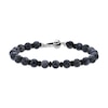 Thumbnail Image 2 of 6.0mm Labradorite and Black Agate Bead Bracelet in Sterling Silver - 9.7”