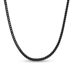 6.0mm Satin Foxtail Chain Necklace in Solid Stainless Steel with Black Ion Plate - 30”