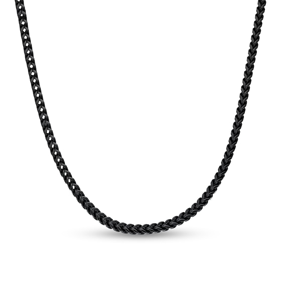 6.0mm Satin Foxtail Chain Necklace in Solid Stainless Steel with Black Ion Plate - 30â