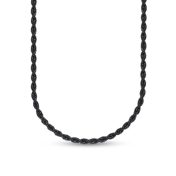 6.0mm Rope Chain Necklace in Solid Stainless Steel with Black Ion Plate - 24â