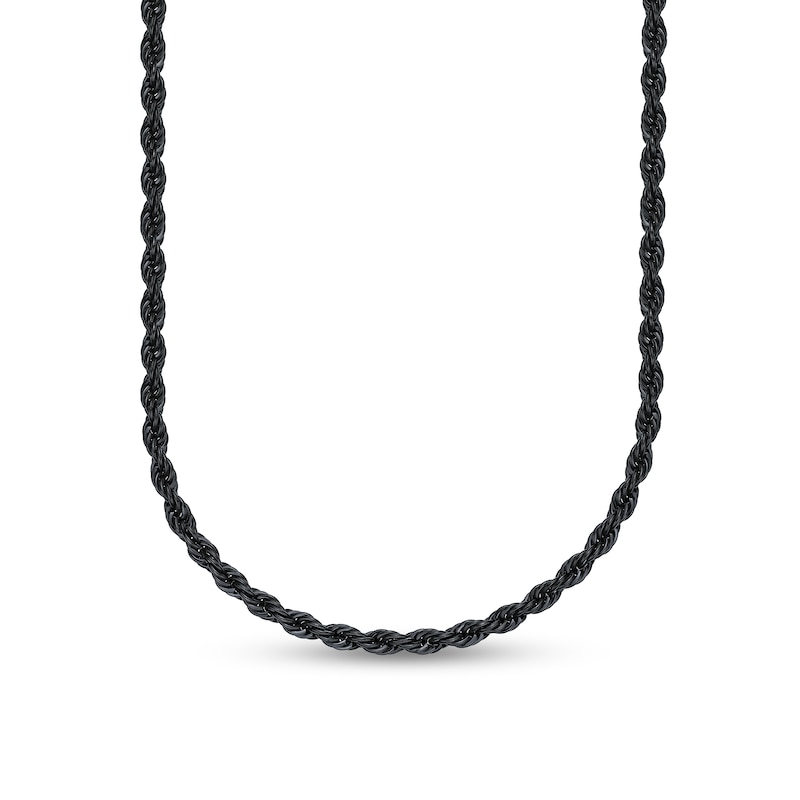 Main Image 1 of 6.0mm Rope Chain Necklace in Solid Stainless Steel with Black Ion Plate - 24”