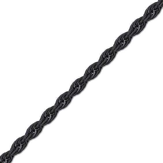 6.0mm Rope Chain Necklace in Solid Stainless Steel with Black Ion Plate - 24â