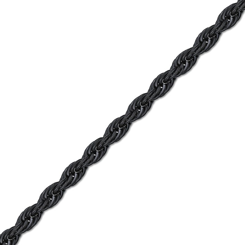 Main Image 2 of 6.0mm Rope Chain Necklace in Solid Stainless Steel with Black Ion Plate - 24”