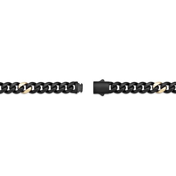 12.0mm Miami Cuban Curb Chain Necklace in Solid Stainless Steel with Black and Yellow Ion Plate - 24”