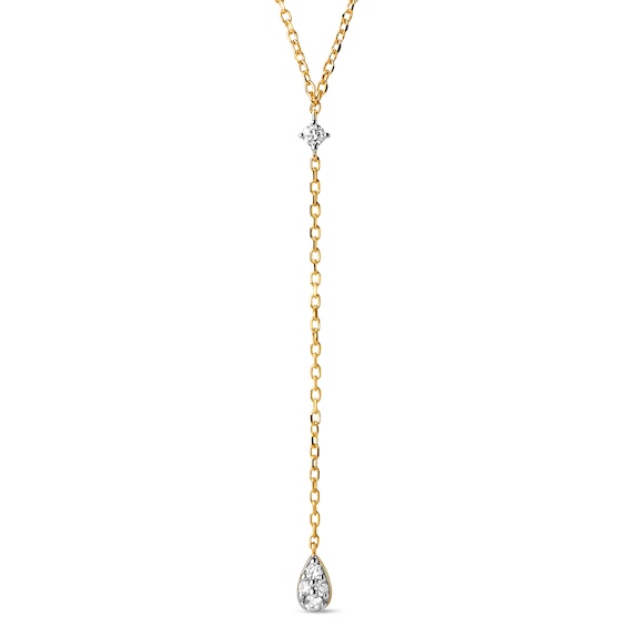 PDPAOLAâ¢ at Zales 1/15 CT. T.W. Lab-Grown Multi-Diamond Teardrop "Y" Necklace in 18K Gold - 19.5â