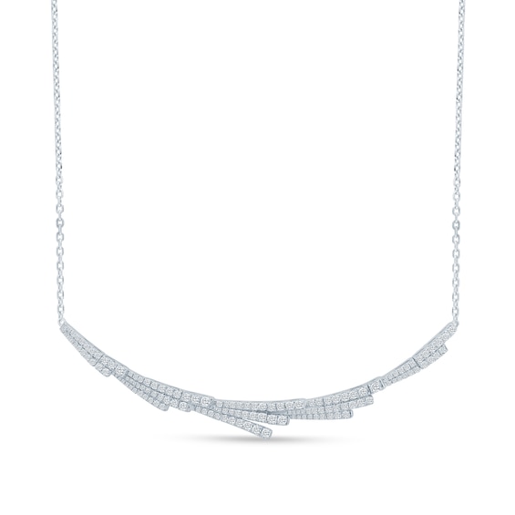Zales x Christian Sirianoâ¢ 3-1/3 CT. T.w. Certified Lab-Grown Diamond Cascading Curved Bar Necklace in 14K White Gold