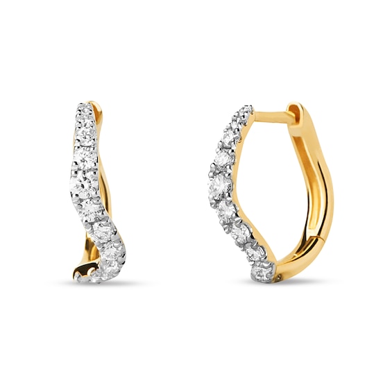 PDPAOLAâ¢ at Zales 1/3 CT. T.W. Lab-Grown Diamond Wavy Hoop Earrings in 18K Gold