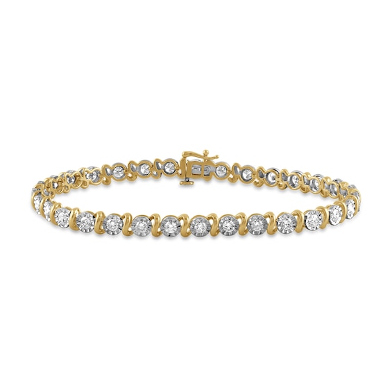 2 CT. T.w. Certified Lab-Grown Diamond "S" Tennis Bracelet in Sterling Silver with 24K Gold Plate (I/I1) - 7.25"