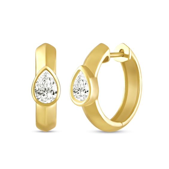 1/2 CT. T.w. Pear-Shaped Certified Lab-Grown Diamond Solitaire Knife Edge Hoop Earrings in 10K Gold (F/Si2)