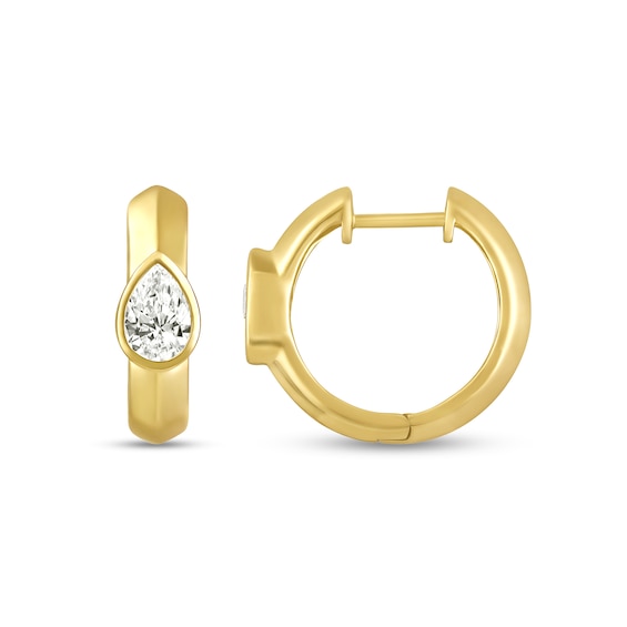 1/2 CT. T.w. Pear-Shaped Certified Lab-Grown Diamond Solitaire Knife Edge Hoop Earrings in 10K Gold (F/Si2)