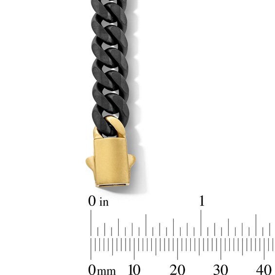 8.0mm Miami Cuban Curb Chain Bracelet in Solid Stainless Steel with Black and Gold Ion Plate â 8.5â