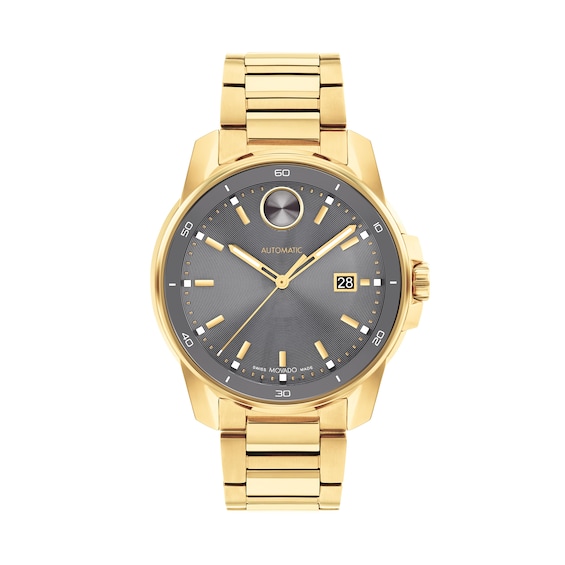 Menâs Movado Bold® Verso Gold-Tone IP Automatic Watch with Textured Grey Dial (Model: 3601250)