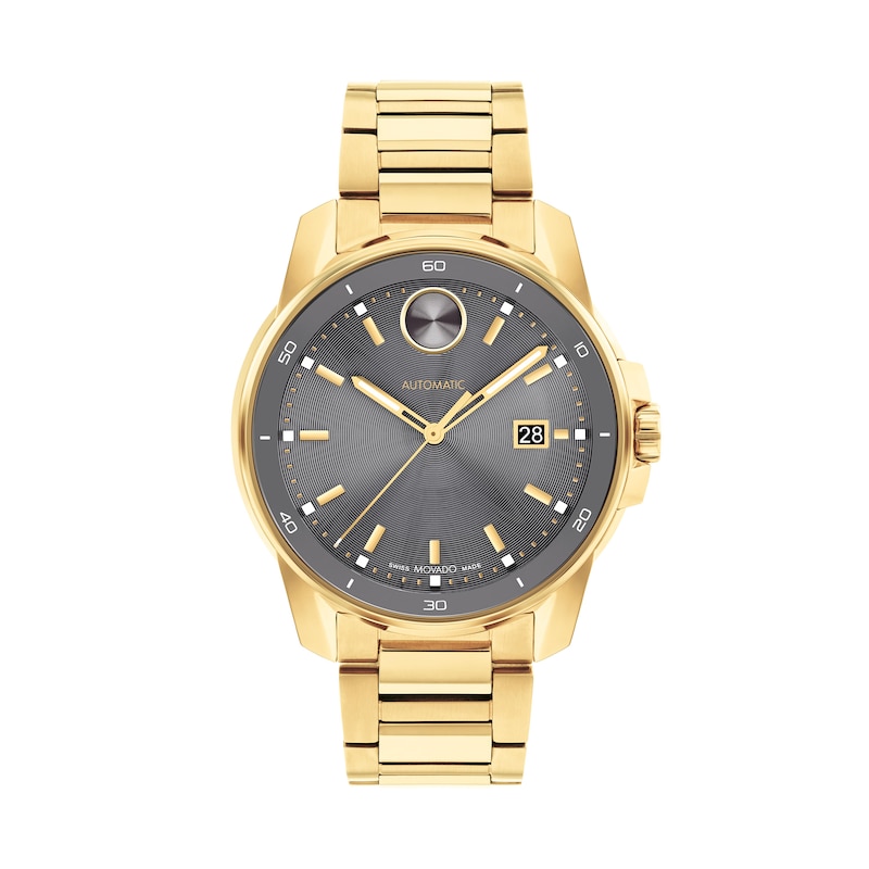 Main Image 1 of Men’s Movado Bold® Verso Gold-Tone IP Automatic Watch with Textured Grey Dial (Model: 3601250)