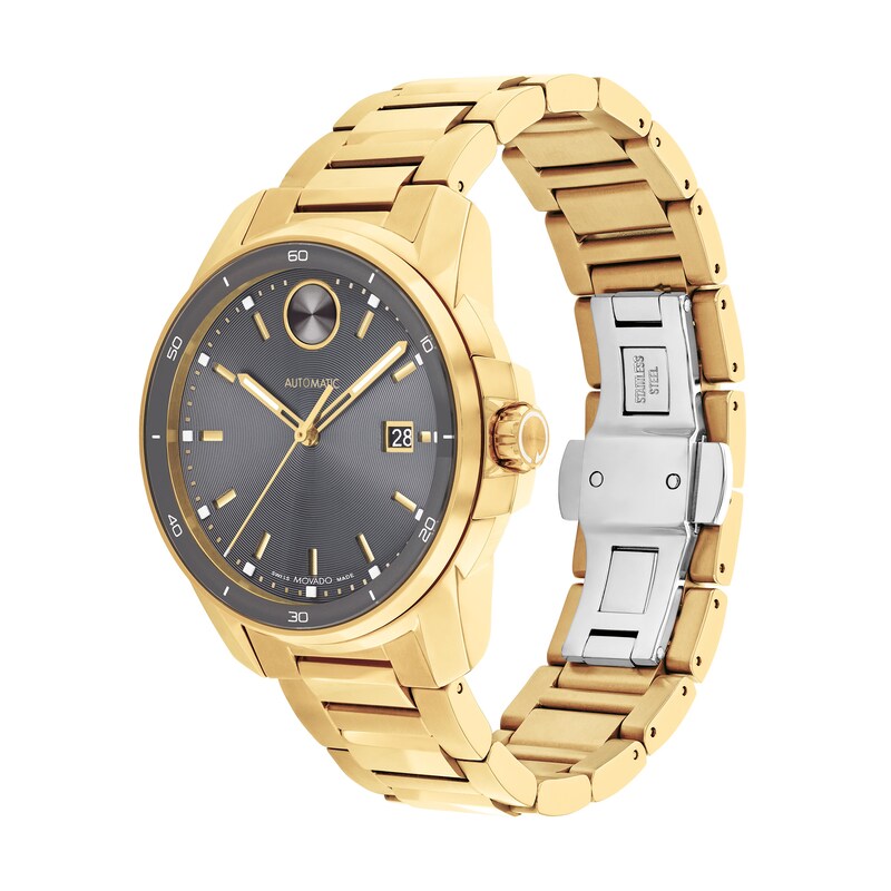 Main Image 2 of Men’s Movado Bold® Verso Gold-Tone IP Automatic Watch with Textured Grey Dial (Model: 3601250)