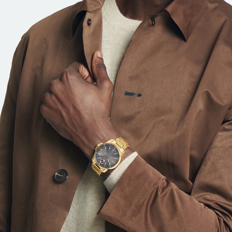 Main Image 4 of Men’s Movado Bold® Verso Gold-Tone IP Automatic Watch with Textured Grey Dial (Model: 3601250)