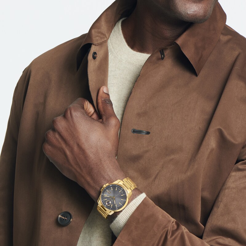 Main Image 5 of Men’s Movado Bold® Verso Gold-Tone IP Automatic Watch with Textured Grey Dial (Model: 3601250)