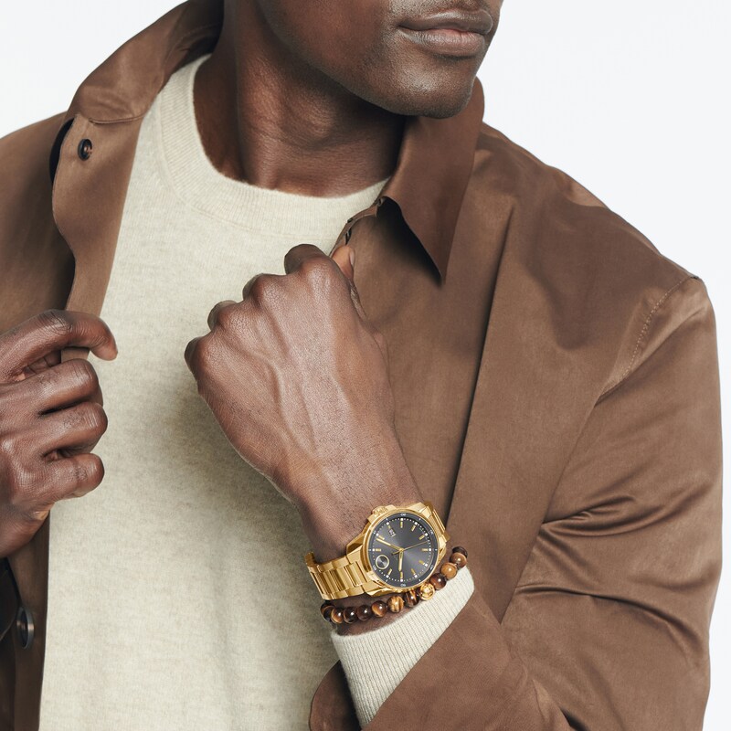 Main Image 7 of Men’s Movado Bold® Verso Gold-Tone IP Automatic Watch with Textured Grey Dial (Model: 3601250)