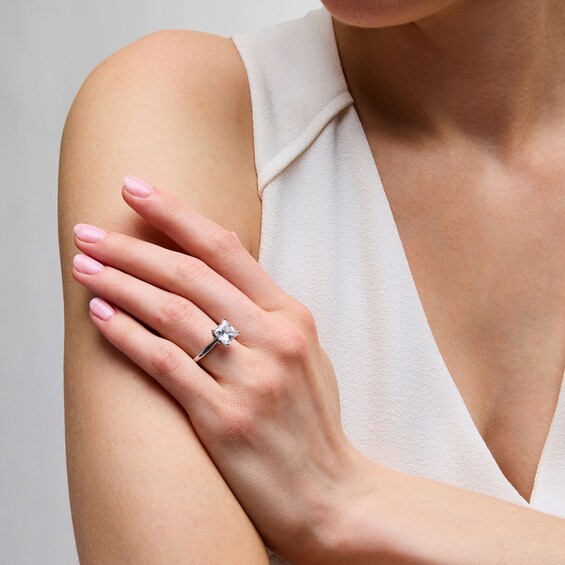 3 CT. Princess-Cut Certified Lab-Grown Diamond Solitaire Engagement Ring in 14K White Gold (F/Vs2)