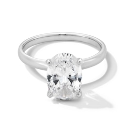 3 CT. Oval Certified Lab-Grown Diamond Solitaire Engagement Ring in 14K White Gold (F/VS2)