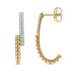 1/5 CT. T.W. Certified Lab-Created Diamond Beaded Bypass J-Hoop Earrings in Sterling Silver with 14K Gold Plate (F/VS2)