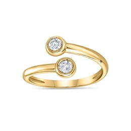 1/5 CT. T.W. Certified Lab-Created Diamond Bezel-Set Bypass Ring in Sterling Silver with 14K Gold Plate (I/SI2)