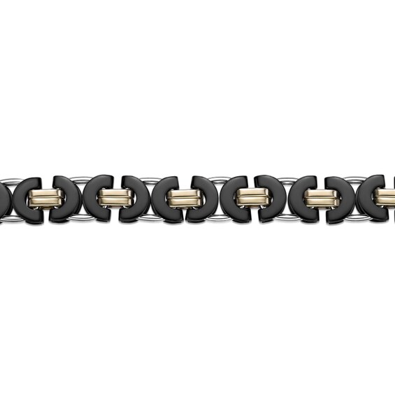 11.0mm Link Chain Necklace in Solid Stainless Steel with Black and Yellow Ion Plate - 24"